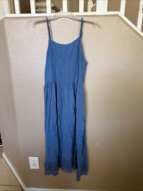 Free People Intimately Blue Spaghetti-Strap Maxi Dress with Lace Hem